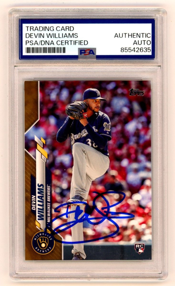 Devin Williams 2020 Topps Update Signed Gold Rookie RC /2020 PSA Authentic Auto