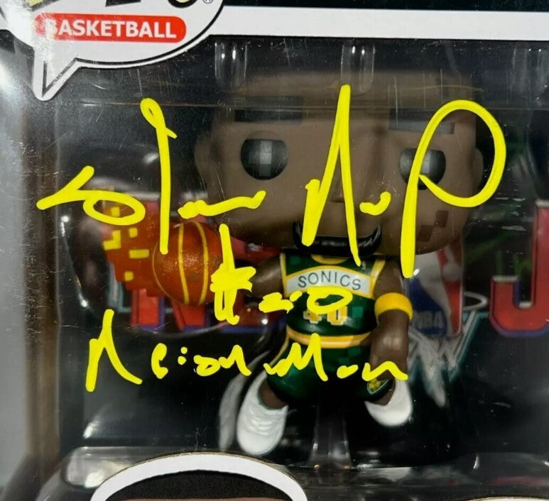 Gary Payton &amp; Shawn Kemp Signed Auto NBA JAM Funko Pop w/ Ins Beckett W BAS COA