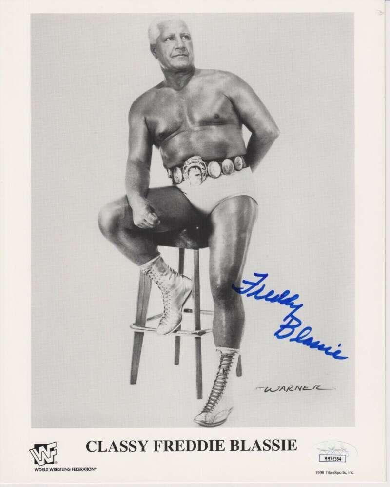 Classy Freddie Blassie d.2003 Signed Autographed 8x10 1995 WWF Promo JSA COA HOF