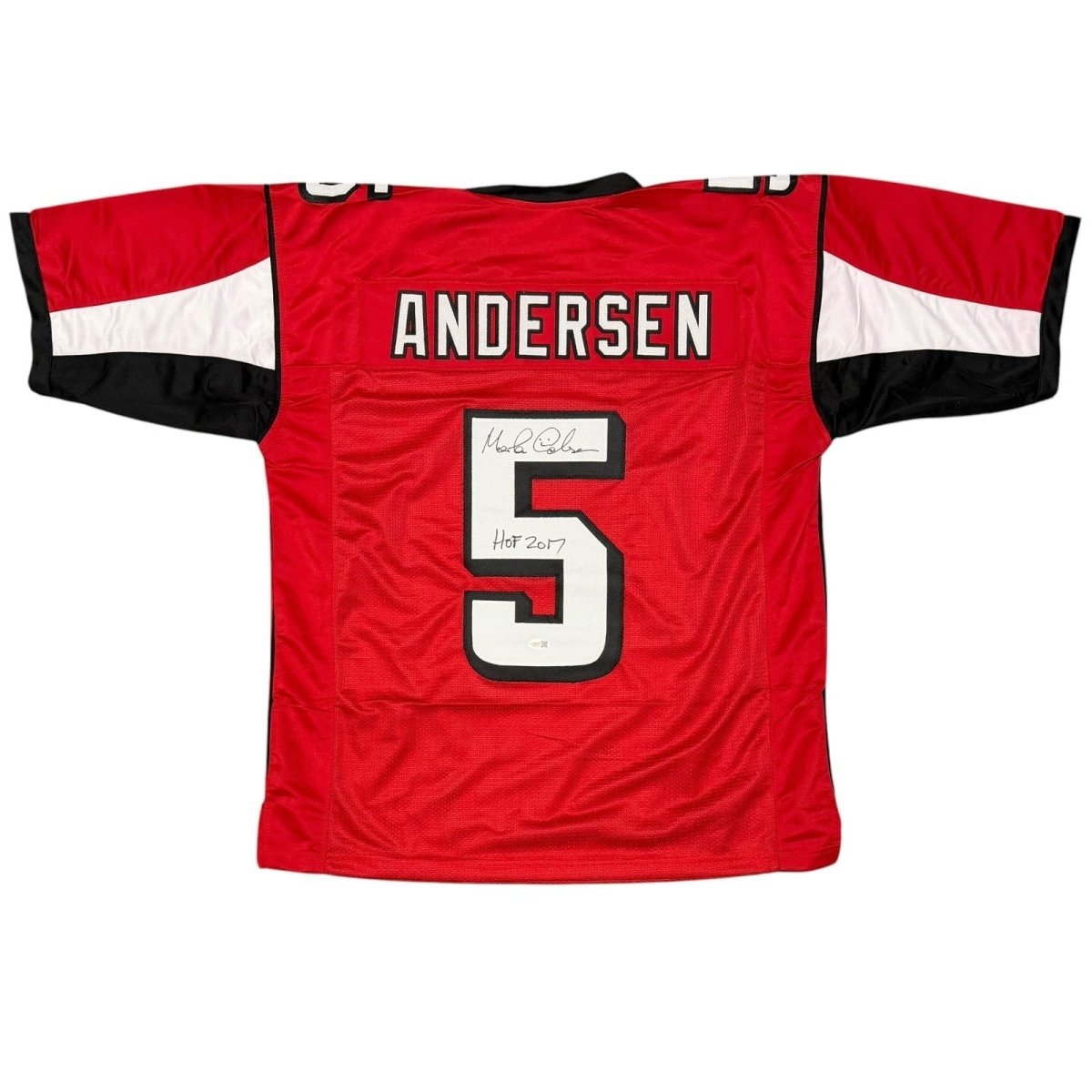 Morten Andersen Signed Falcons Custom Jersey w/ HOF 2017 JSA Witness COA