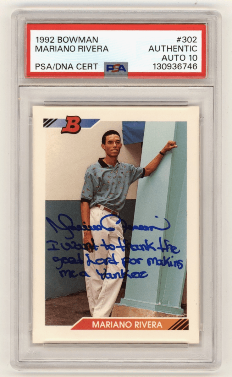 Mariano Rivera 1992 Bowman #302 Signed Rookie RC w/ Thank Lord Insc. PSA 10 Auto