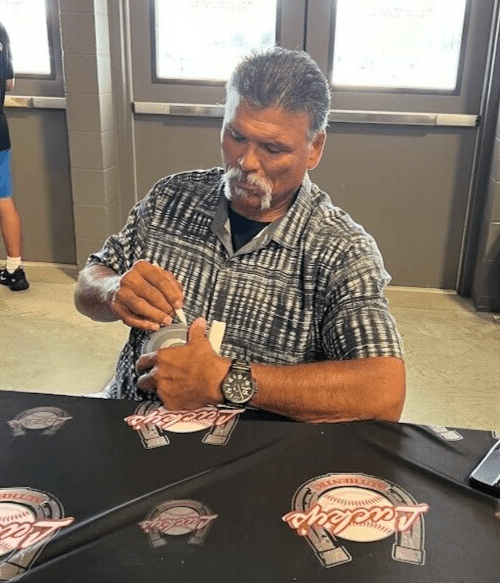 Anthony Munoz Signed Bengals Slate Mini Helmet Beckett Witness BAS COA