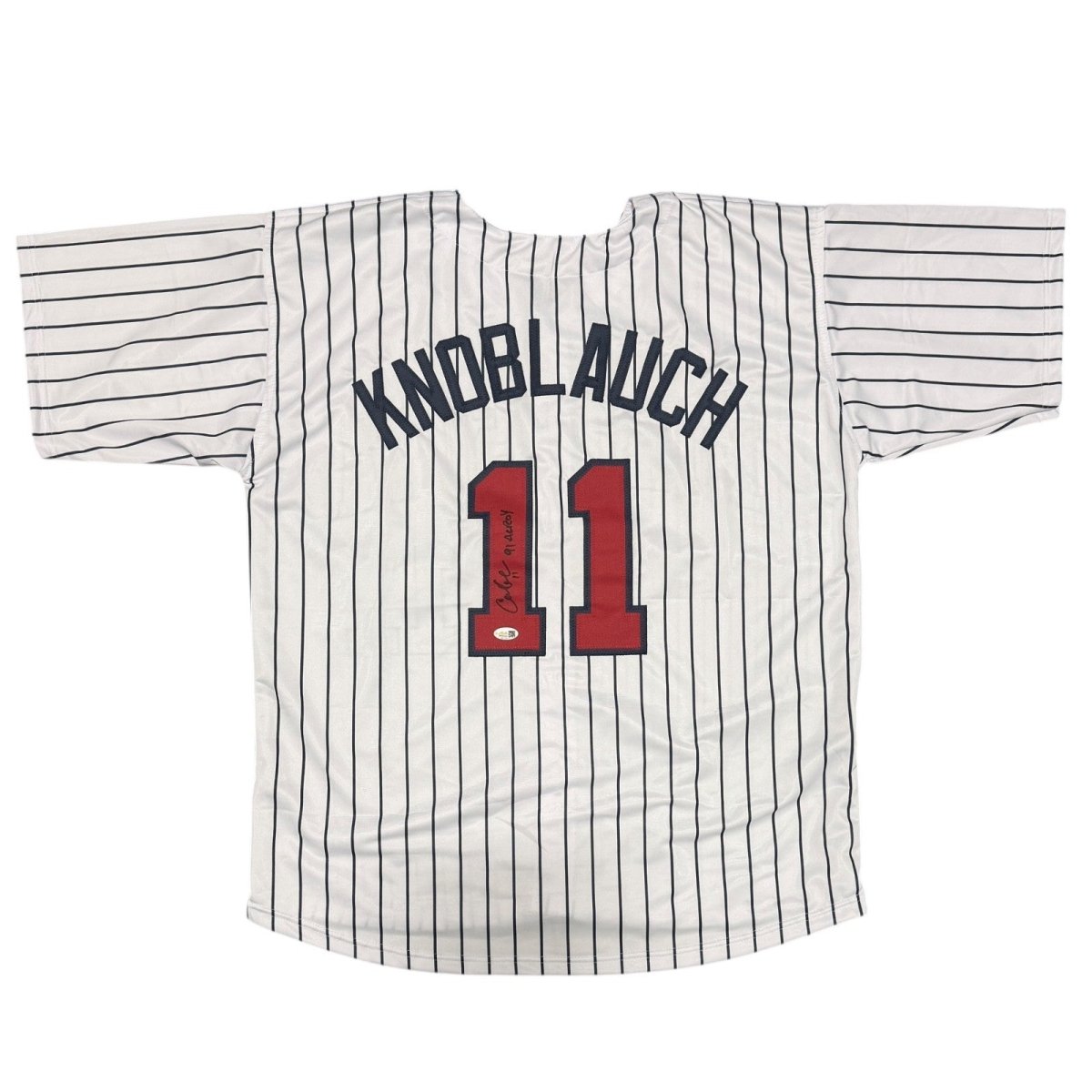 Chuck Knoblauch Signed Minnesota Twins Custom Jersey w/ 91 AL ROY JSA Wit COA W