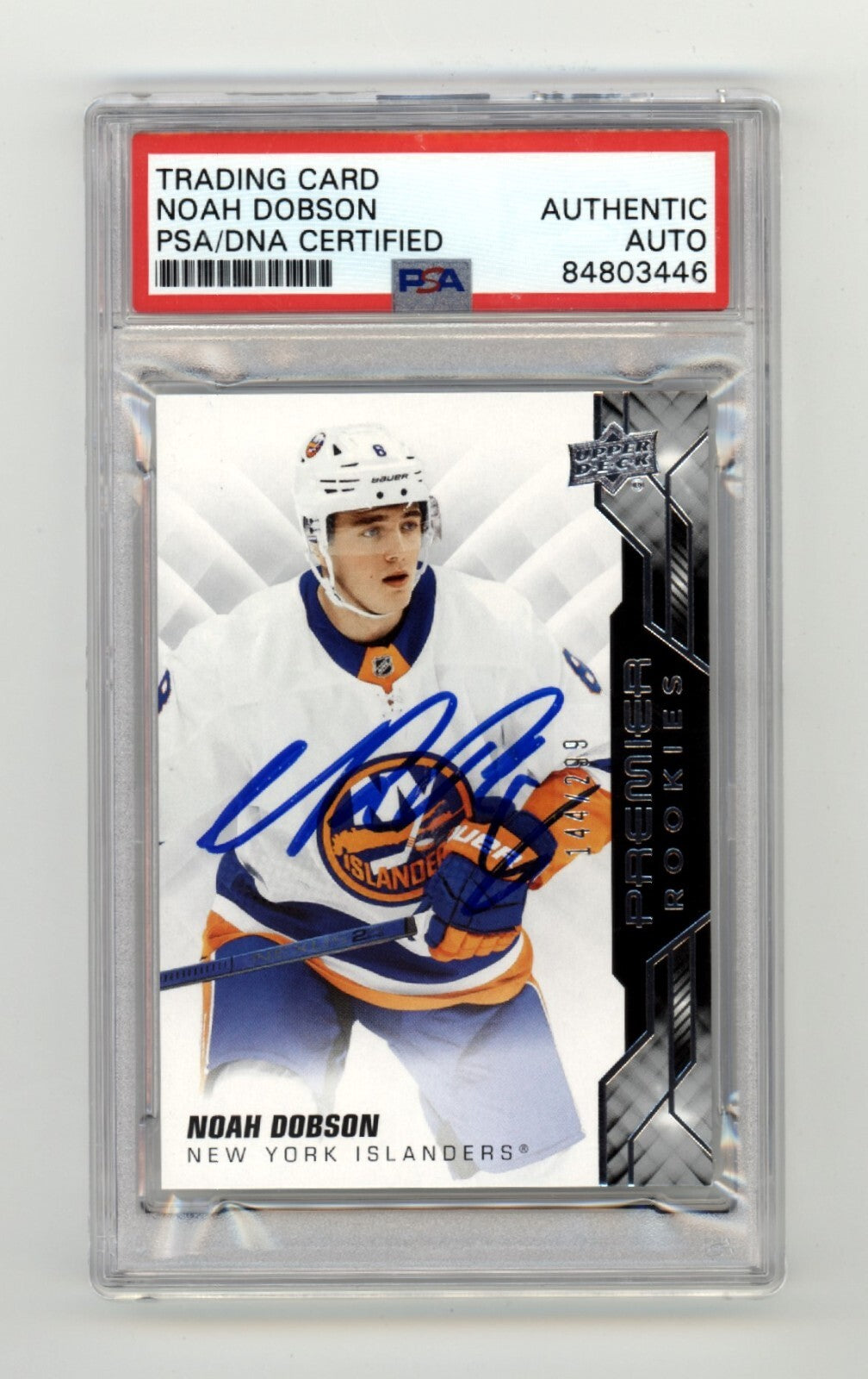 Noah Dobson 2019-20 Upper Deck Premier Rookie RC #/299 Signed PSA Auto