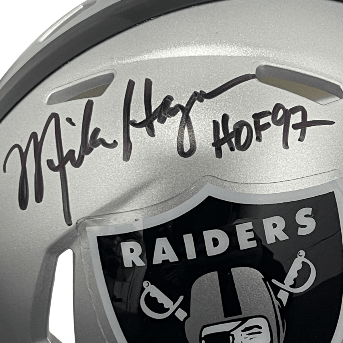 Mike Haynes Signed Raiders Speed Mini Helmet w/ HOF 97 Beckett Witness BAS COA