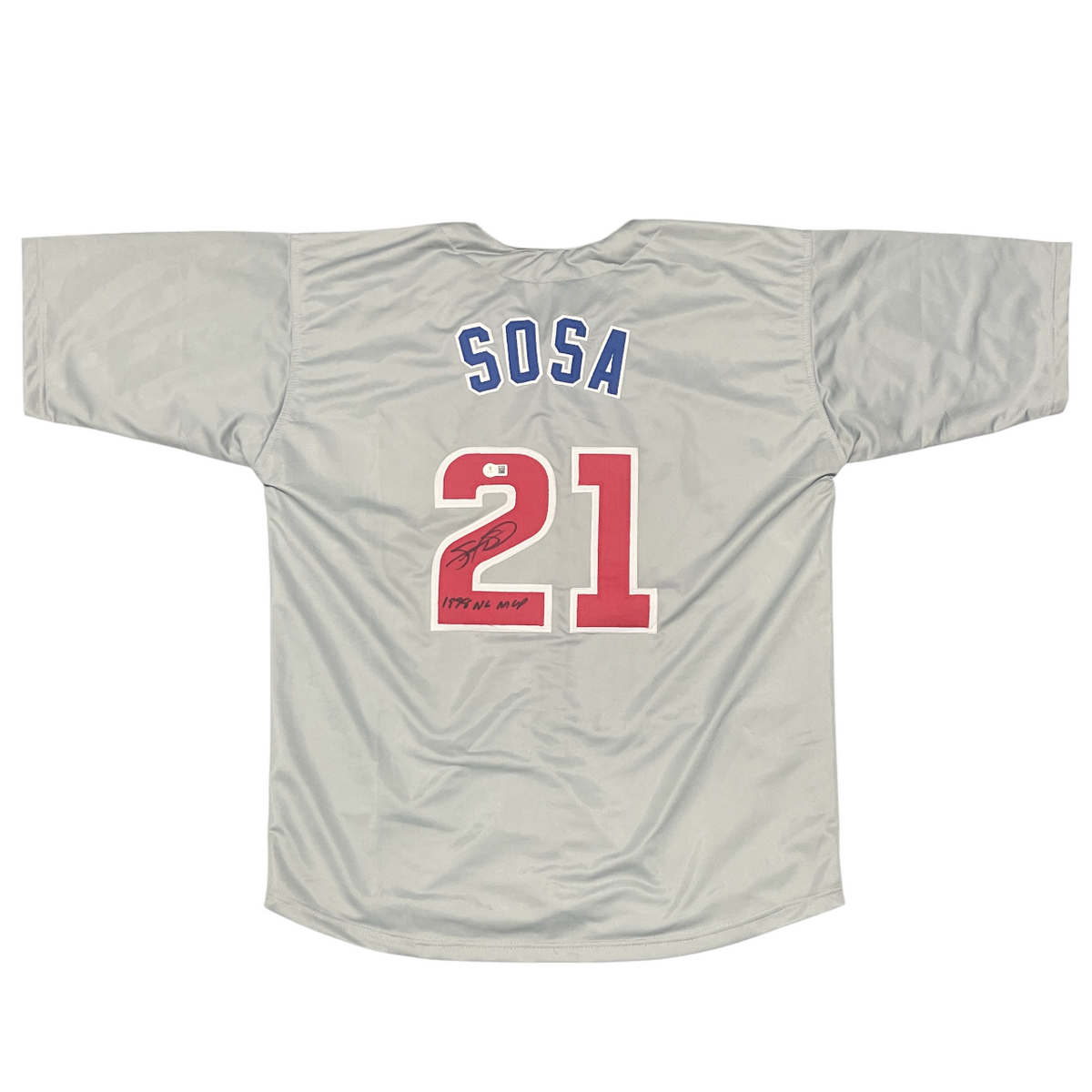 Sammy Sosa Signed Cubs Custom Jersey w/ 1998 NL MVP Beckett Witness BAS COA