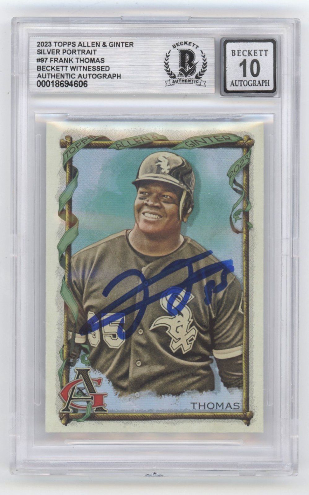 Frank Thomas 2023 Topps Allen Ginter Silver Portrait Signed Beckett BGS 10 Auto