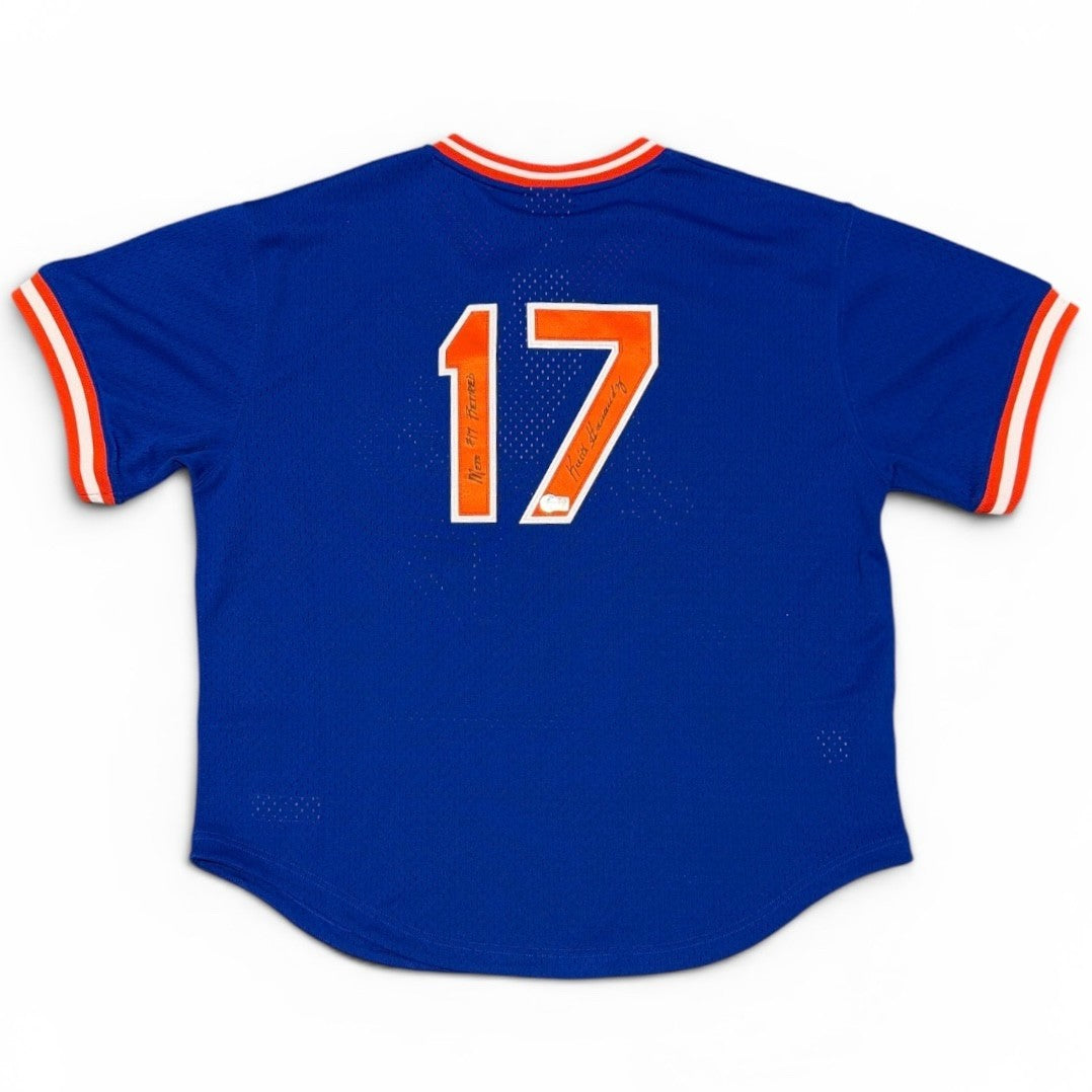 Keith Hernandez Signed Mets Mitchell &amp; Ness Jersey w/ #17 Retired Becket BAS COA