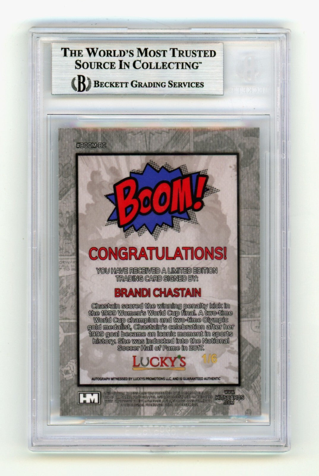 Brandi Chastain 2024 Hits Memorabilia BOOM Silver /6 Signed w/ USA BGS BAS Auto