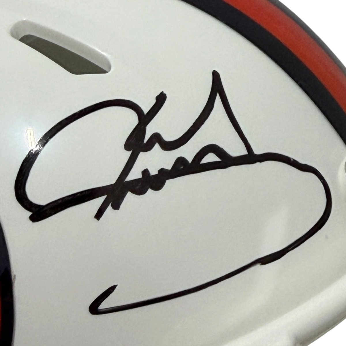 Karl Mecklenburg Signed Denver Broncos ALT TB White Mini Helmet JSA Witness COA