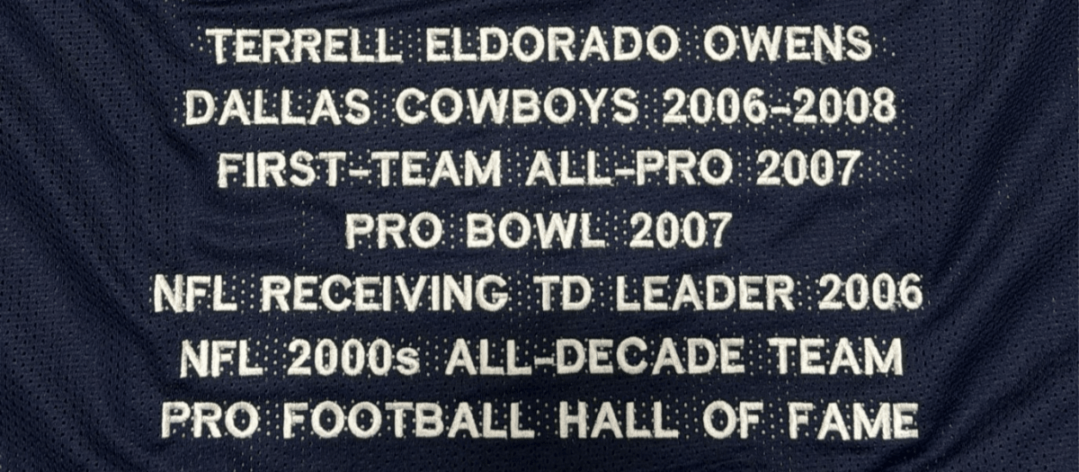 Terrell Owens Signed Autographed Dallas Cowboys Stat Custom Jersey JSA COA
