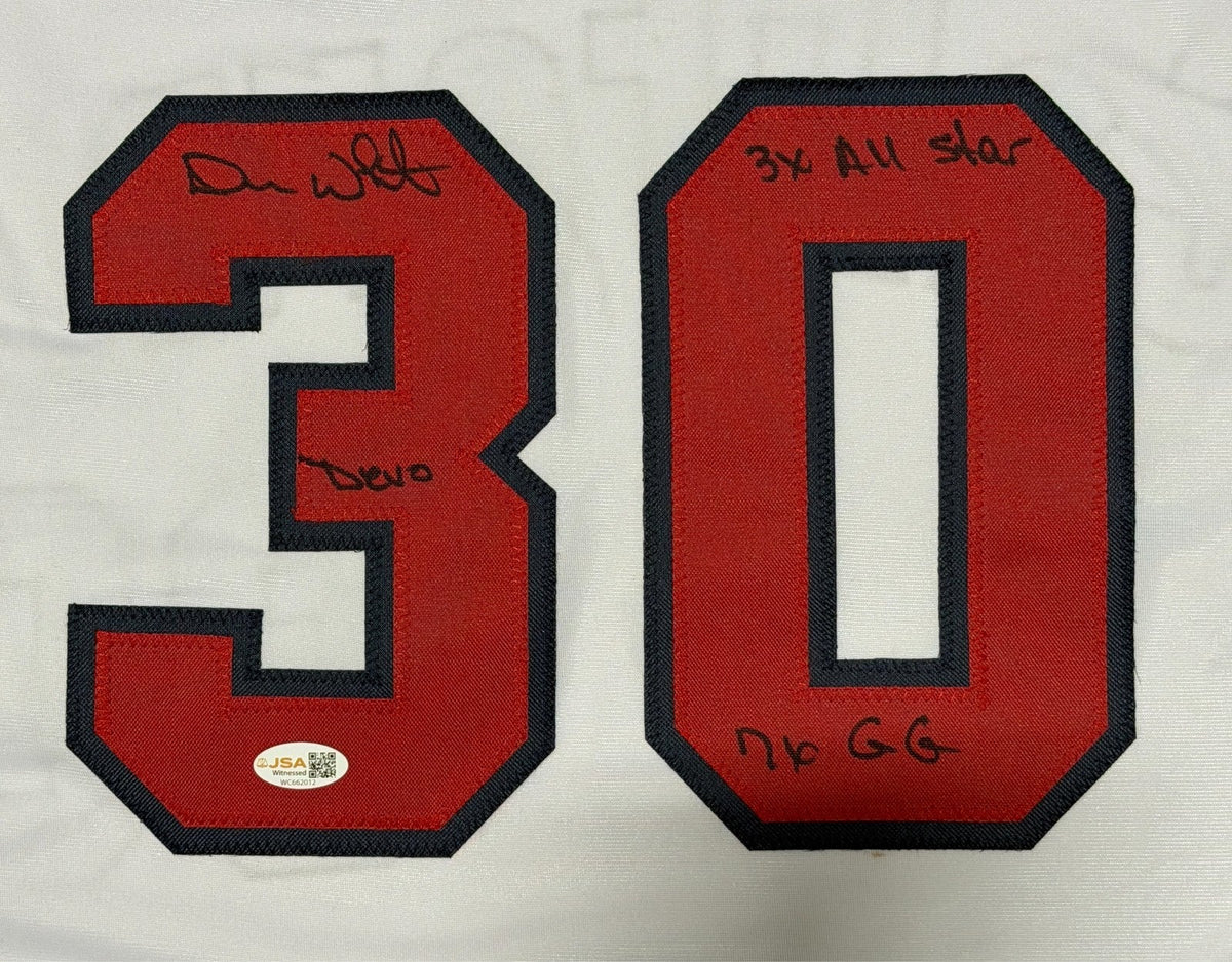 Devon White Signed California Angels Custom Jersey w/ 3x Insc JSA Witness COA