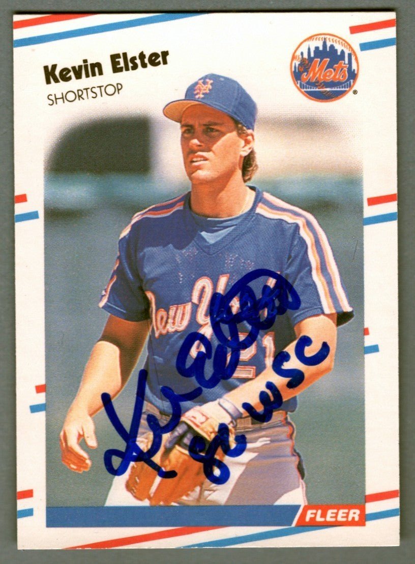Kevin Elster Signed 1988 Fleer Update #U-104 w/ 86 WSC LSCM COA