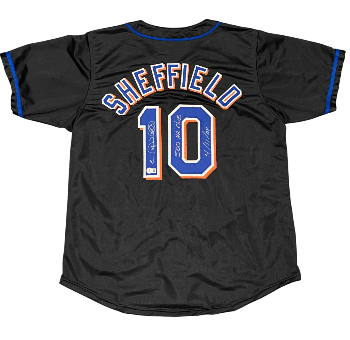 Gary Sheffield Signed Mets Custom Jersey w/ 500 HR Club Beckett Witness BAS COA