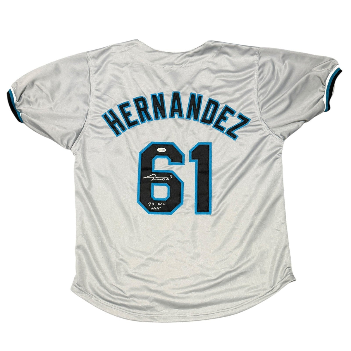 Livan Hernandez Signed Marlins Custom Jersey w/ 97 WS MVP JSA Witness COA
