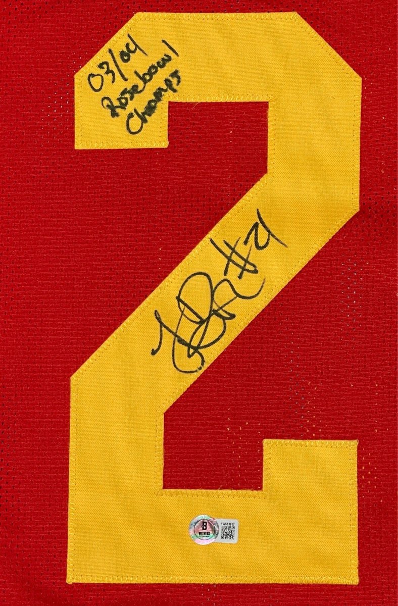 LenDale White Signed USC Custom Jersey w/ 03/04 Rosebowl Champ Beckett W BAS COA