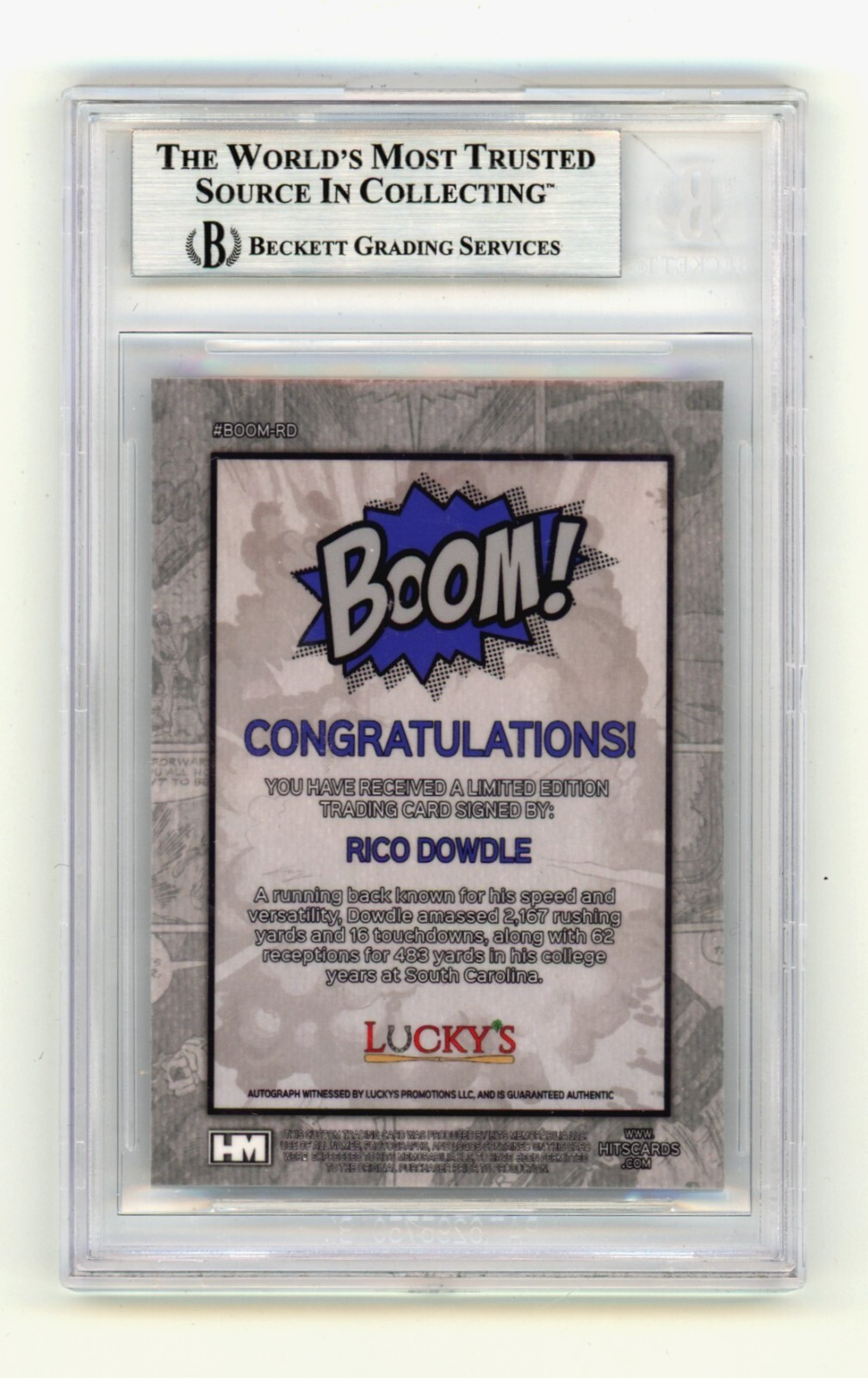 Rico Dowdle 2024 Hits Memorabilia BOOM Silver Signed BGS BAS Auto Cowboys