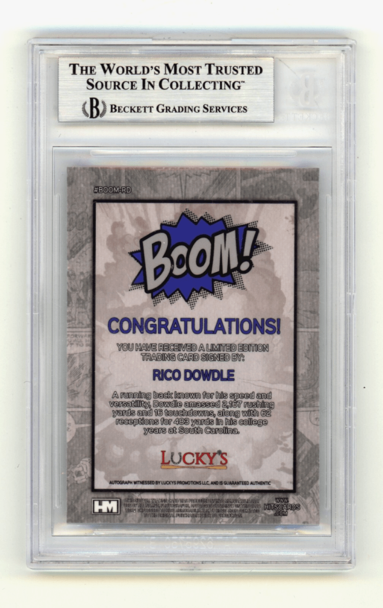 Rico Dowdle 2024 Hits Memorabilia BOOM Silver Signed BGS BAS Auto Cowboys