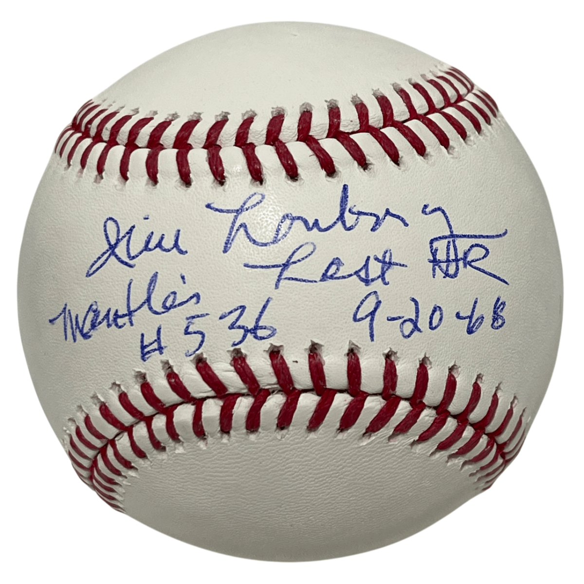 Jim Lonborg Signed Auto ROMLB Baseball w/ Mantle Last HR Beckett Witness BAS COA