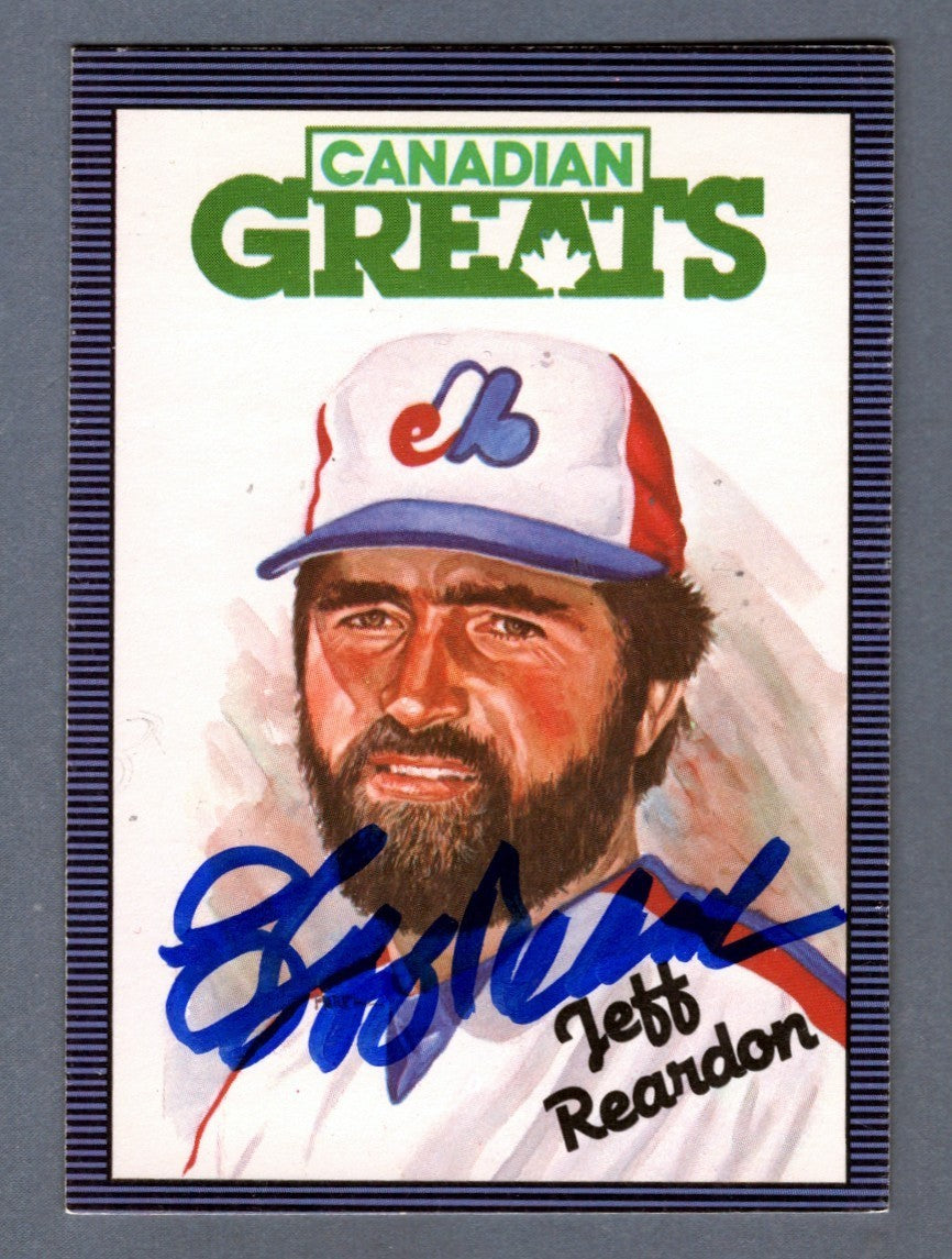 Jeff Reardon Signed 1986 Leaf Canadian Greats #214 LSCM COA Expos
