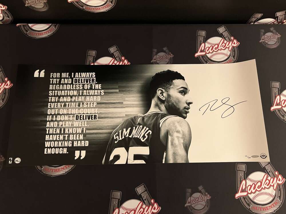Ben Simmons Signed 36x15 Photo B&amp;W "Deliver" 112/125 Upper Deck UDA COA