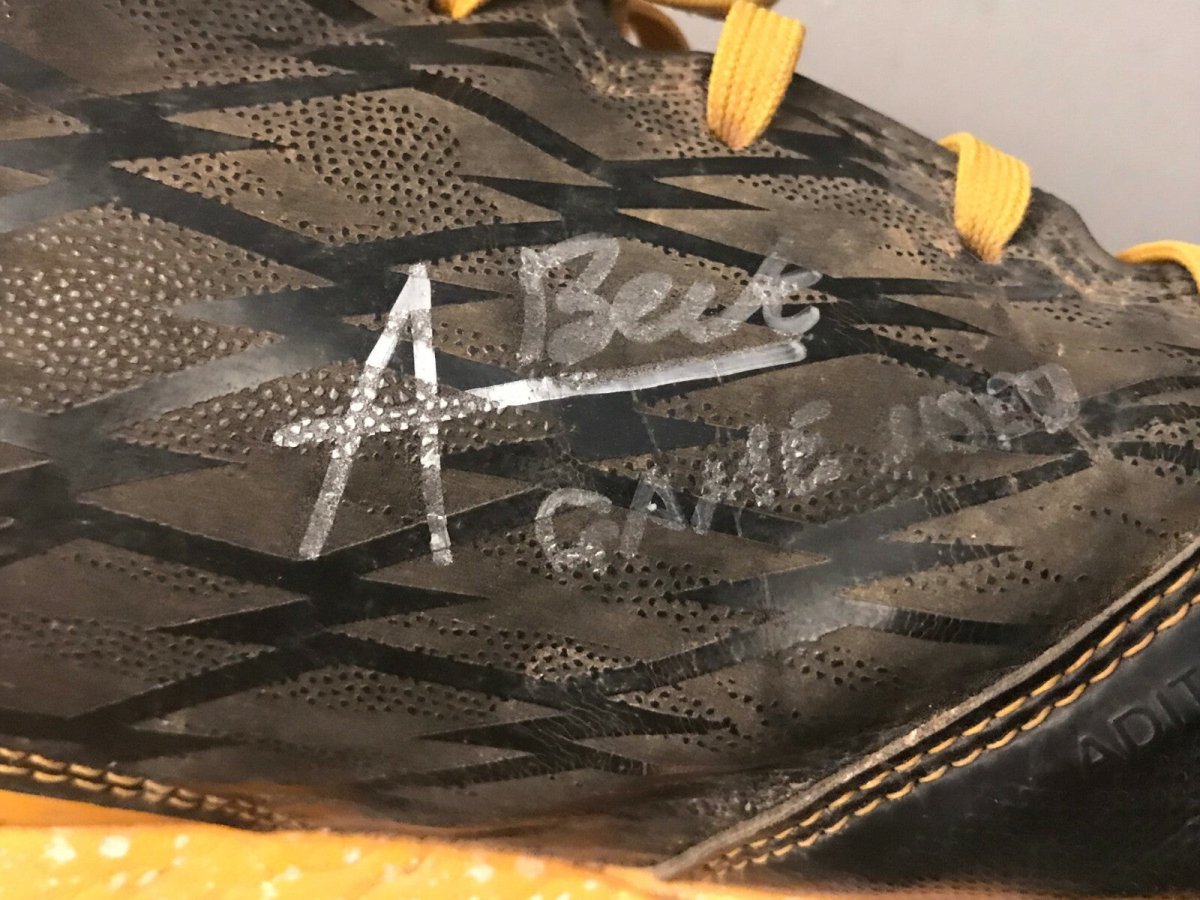 Austin Beck Signed Auto Autographed Game Used Cleats (PAIR) Onyx COA Athletics