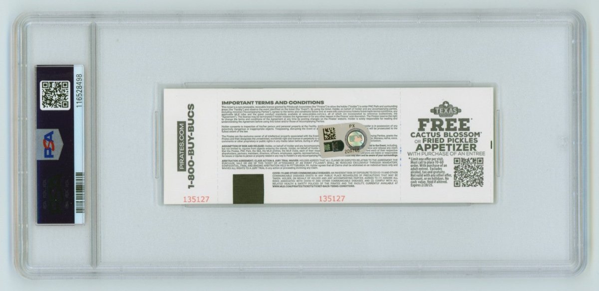Paul Skenes Signed MLB Debut Ticket 5/11/2024 w/ Inscription PSA 10 Auto Pirates