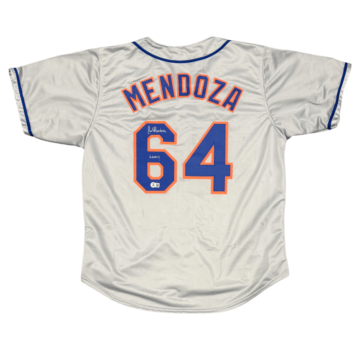 Carlos Mendoza Signed New York Mets Custom Jersey w/ LGM! Beckett Wit BAS COA