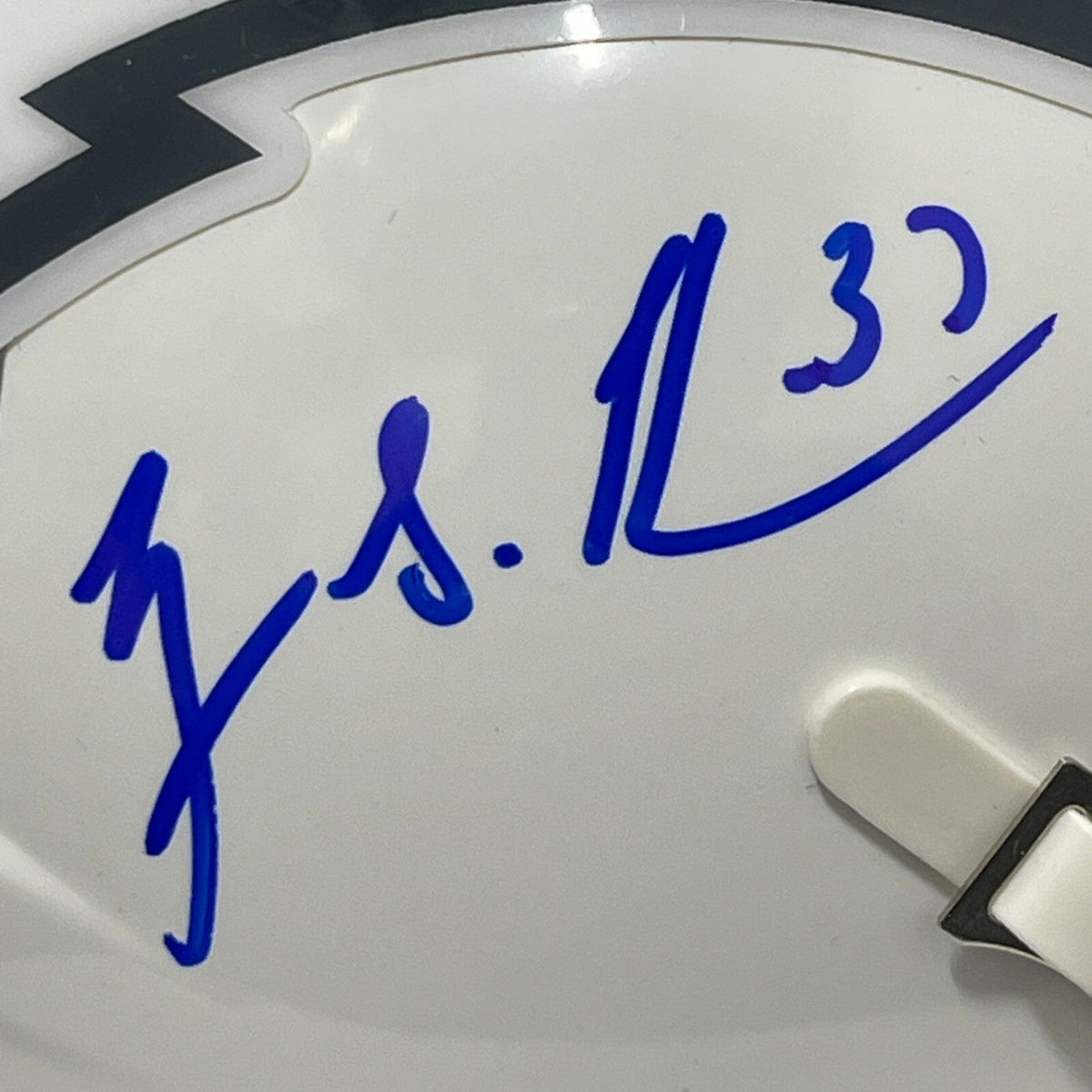 Rodney Harrison Signed Chargers Salute 24 Mini Helmet Beckett Witness BAS COA