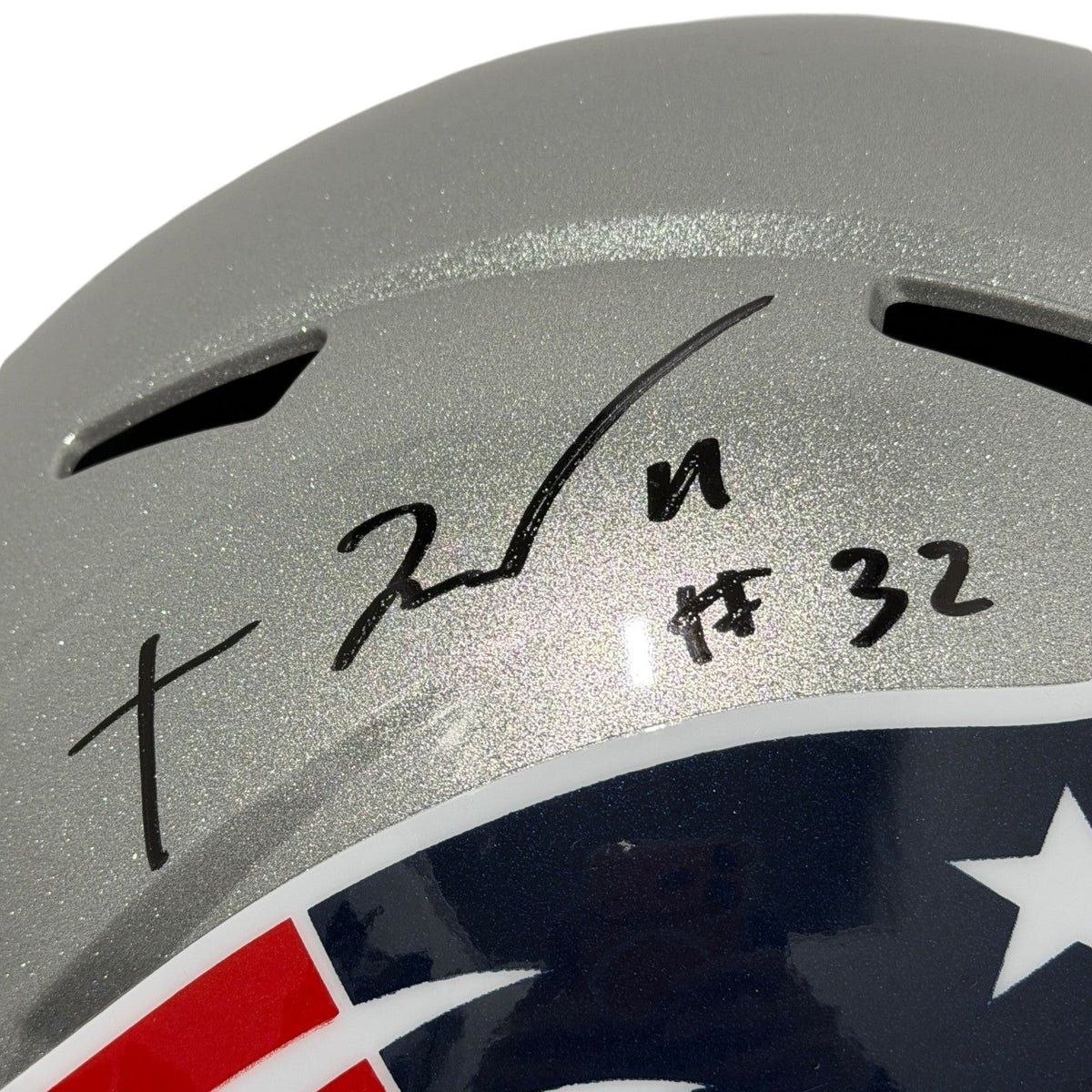 TreVeyon Henderson Signed Patriots Speed FS Full Size Helmet JSA Witness COA