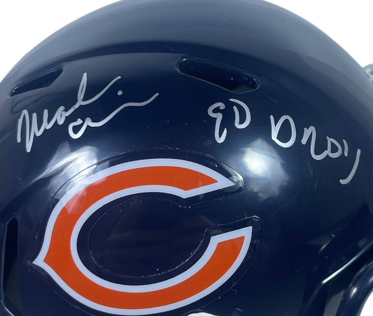 Mark Carrier Signed Bears Speed Mini Helmet w/ 90 DROY Beckett Witness BAS COA