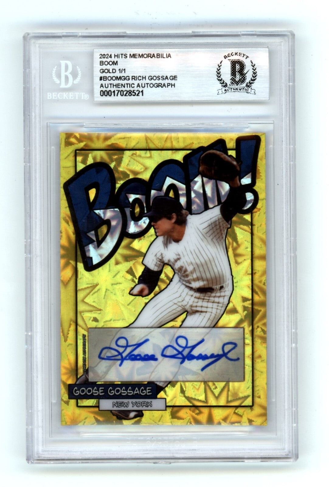 Goose Gossage 2024 Hits Memorabilia BOOM Gold #1/1 Signed BGS BAS Auto Yankees