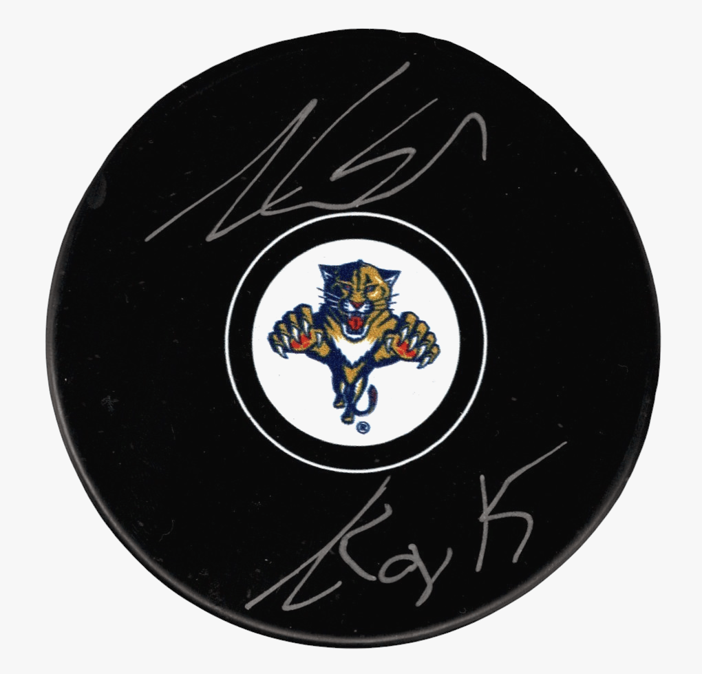 Aaron Ekblad Signed Autographed Florida Panthers Puck w/ ROY 15 COJO + JSA COA