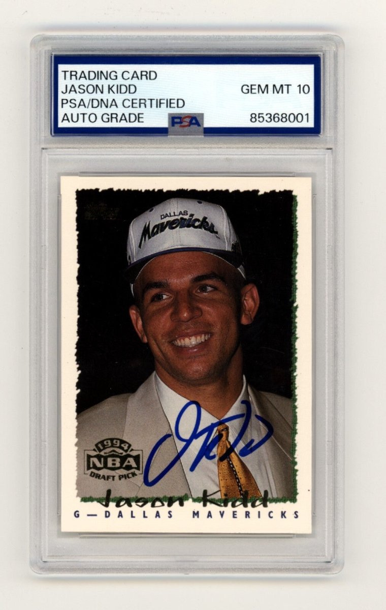 Jason Kidd 1994 Topps NBA Draft Pick #37 Rookie RC Signed PSA 10 Auto Mavericks
