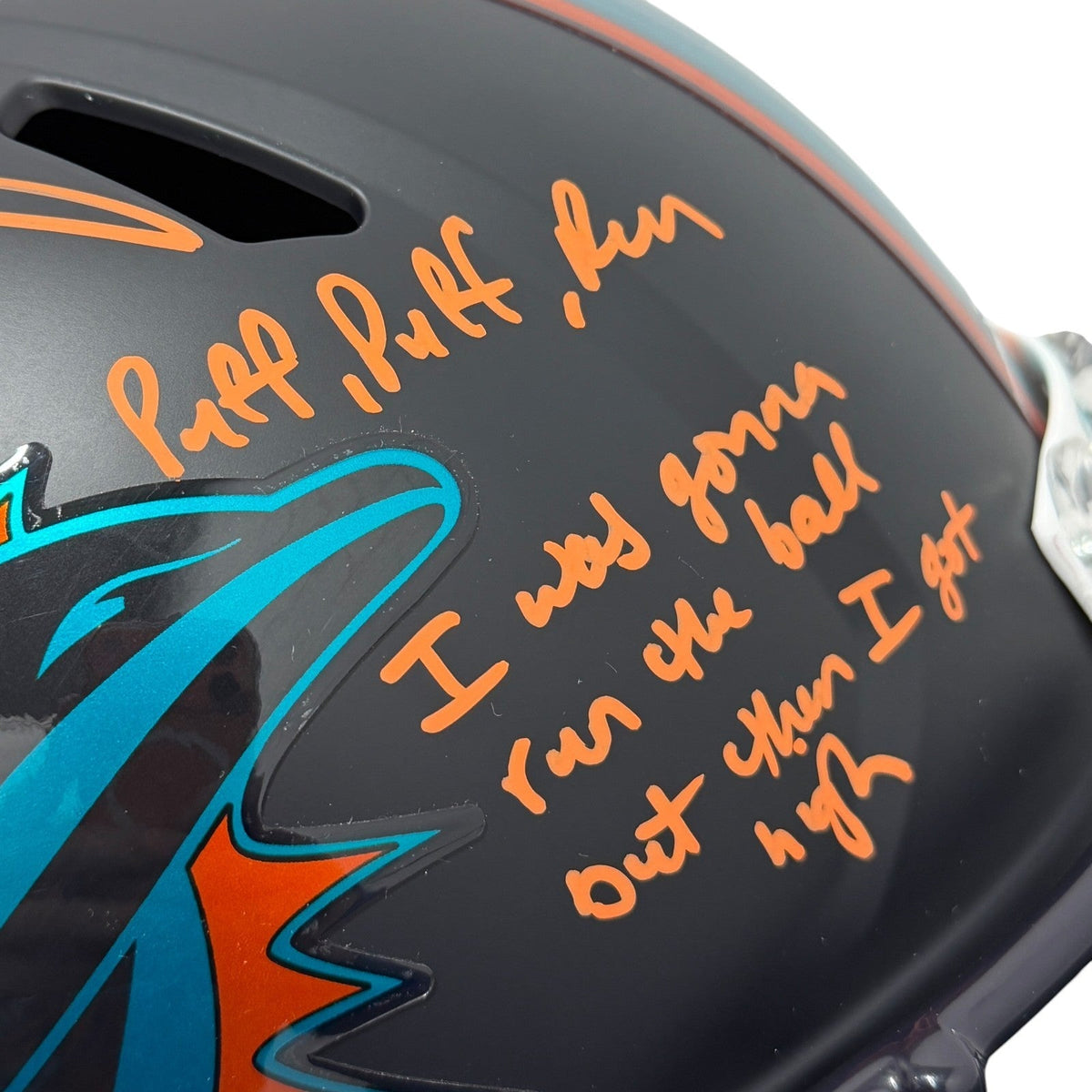 Ricky Williams Signed Dolphins Rivalries FS Full Size Helmet Weed Insc JSA W COA