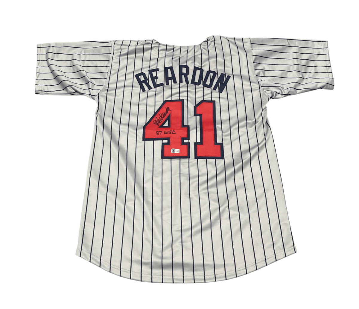 Jeff Reardon Signed Minnesota Twins Custom Jersey w/ 87 WSC Beckett Wit BAS COA