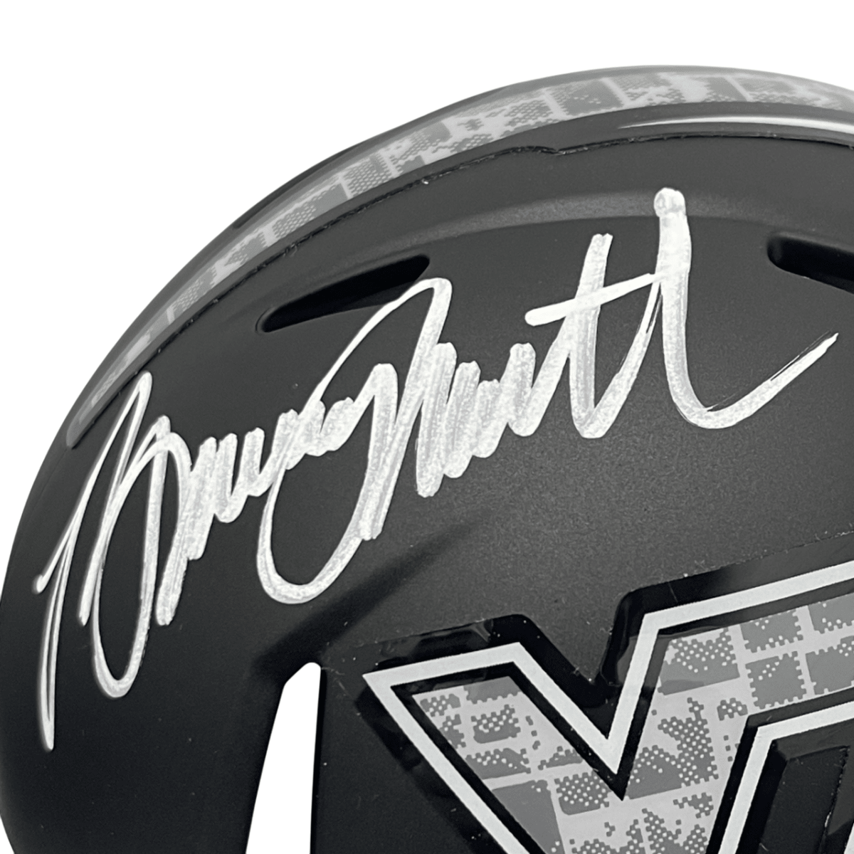 Bruce Smith Signed Virginia Tech Black Mini Helmet Beckett Witness BAS COA