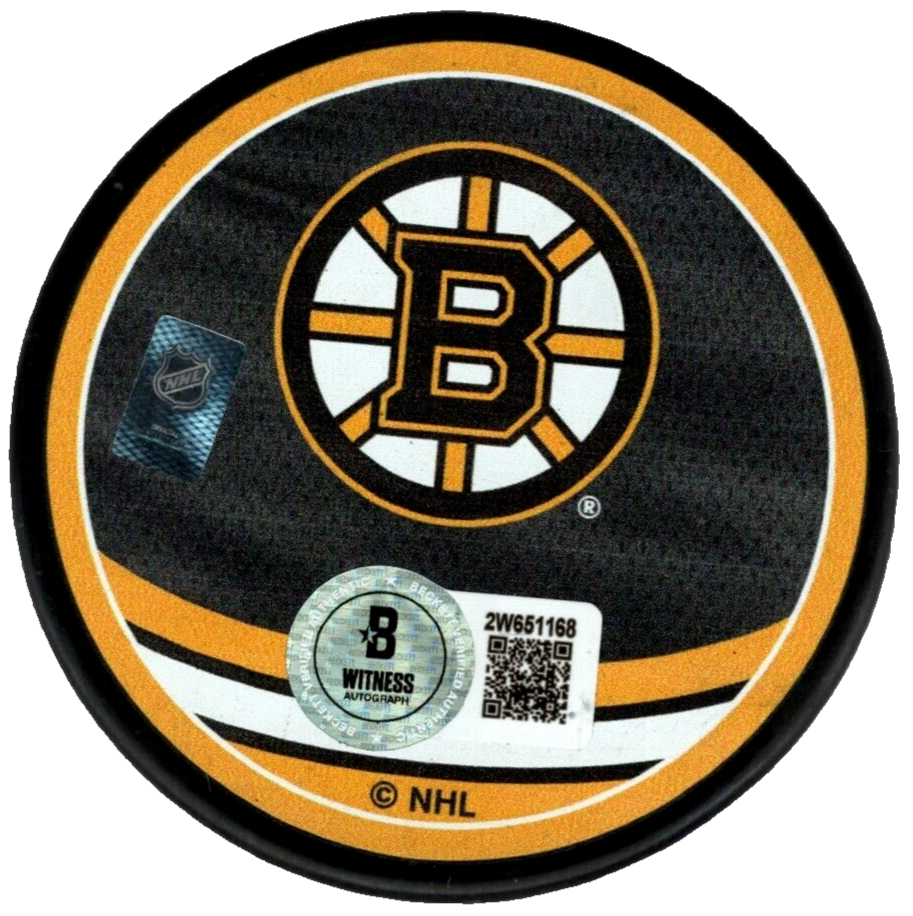 Adam Oates Signed Bruins Reverse Retro Puck w/ HOF 12 Beckett Wit BAS COA