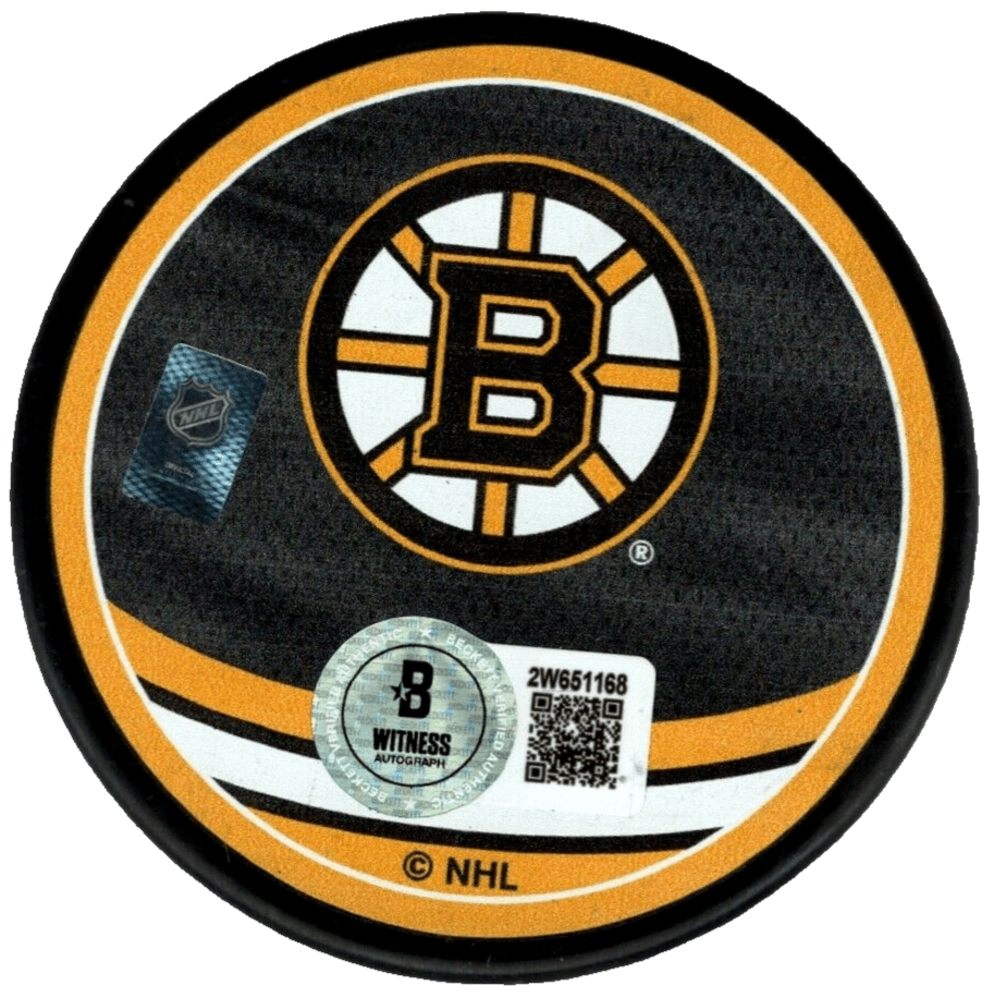 Adam Oates Signed Bruins Reverse Retro Puck w/ HOF 12 Beckett Wit BAS COA