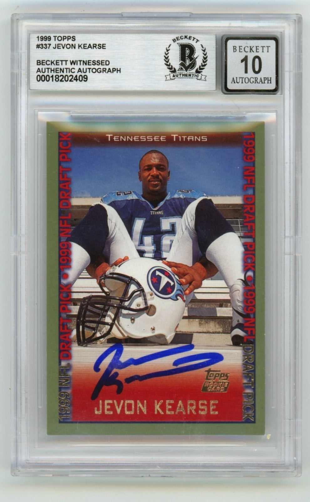 Jevon Kearse 1999 Topps #337 Signed Rookie RC Beckett BGS 10 Auto Titans