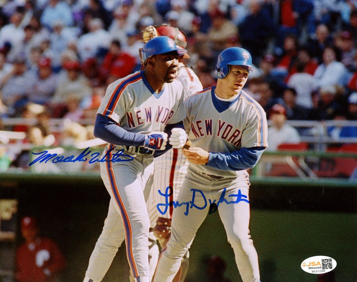 Mookie Wilson &amp; Lenny Dykstra Dual Signed Autographed Mets 8x10 Photo JSA W. COA