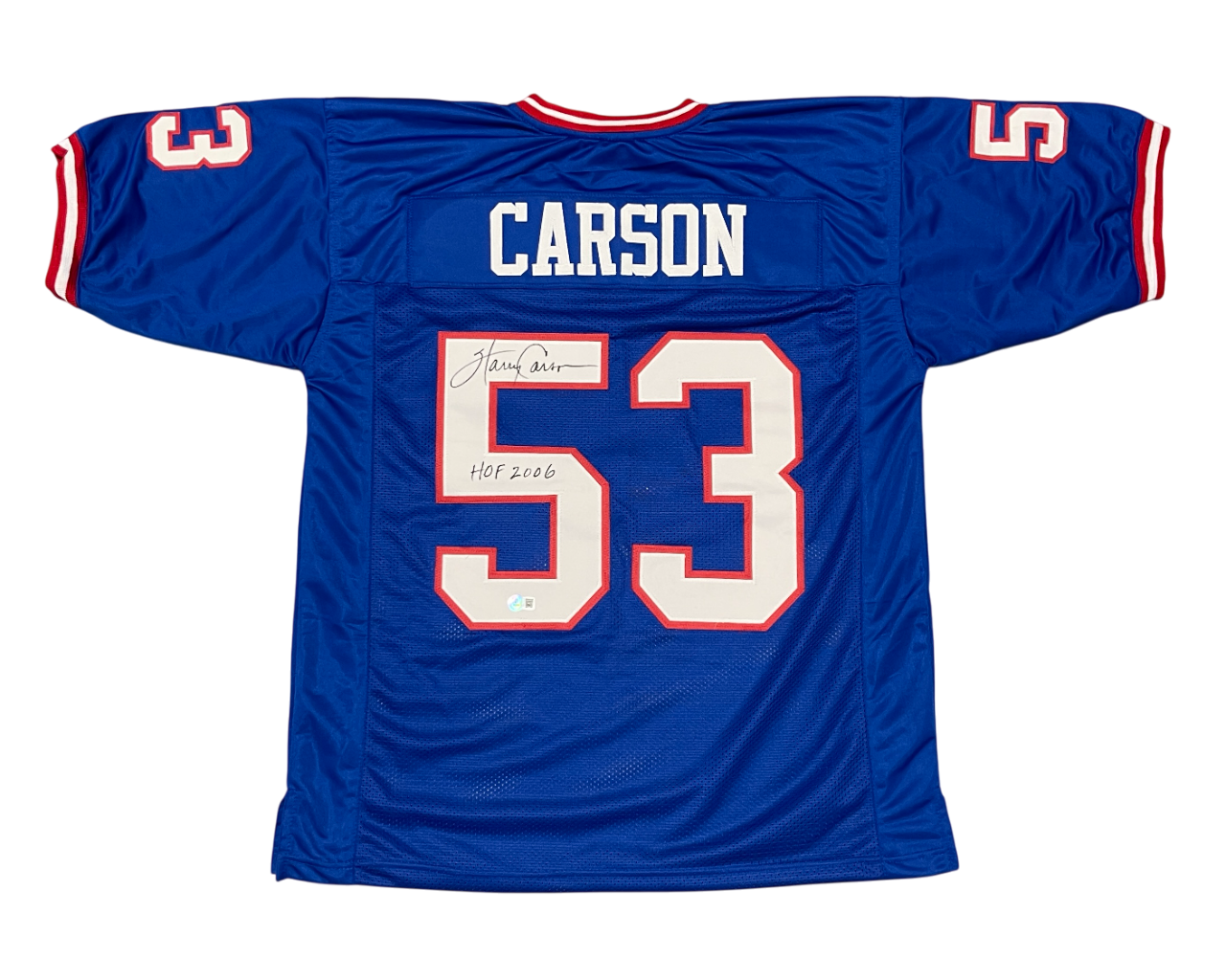 Harry Carson Signed New York Giants Custom Jersey w/ HOF 2006 Beckett W BAS COA