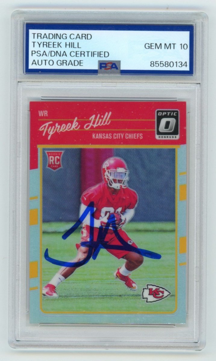 Tyreek Hill 2016 Donruss Optic #117 Silver Holo Signed Rookie RC PSA 10 GEM MINT