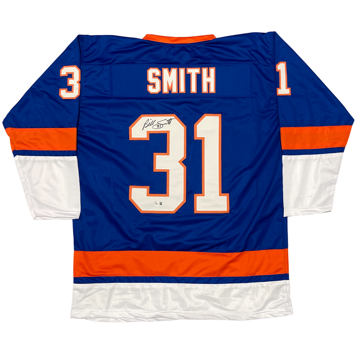 Billy Smith Signed New York Islanders Custom Jersey Beckett Witness BAS COA