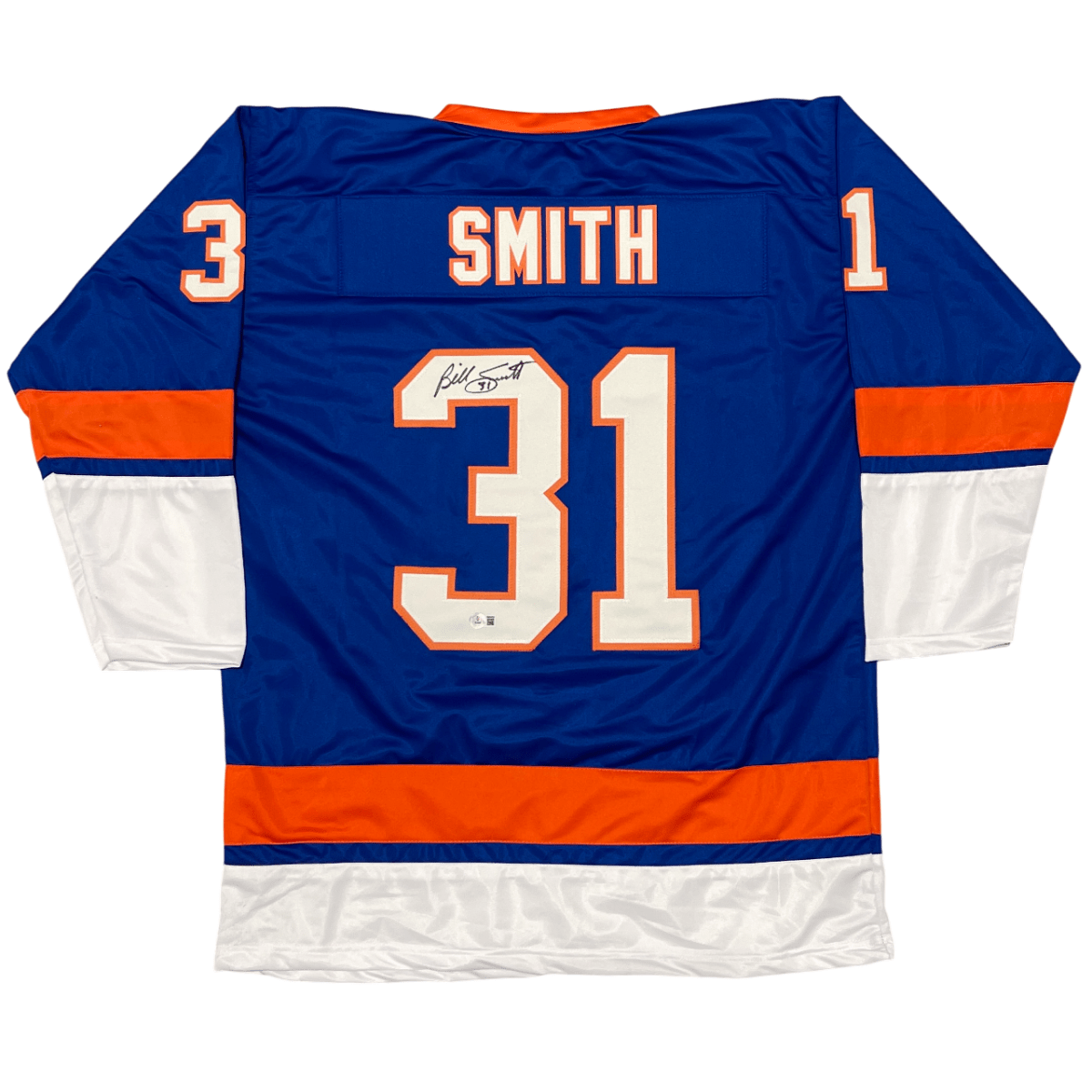 Billy Smith Signed New York Islanders Custom Jersey Beckett Witness BAS COA