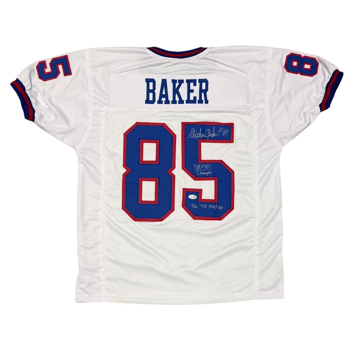 Stephen Baker Signed New York Giants Custom Jersey w/ 2x Insc JSA Witness COA