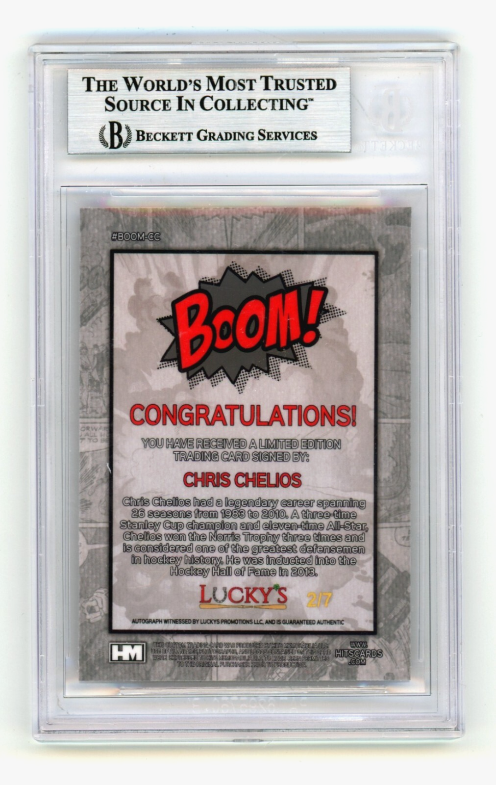 Chris Chelios 2024 Hits Memorabilia BOOM Red /7 Signed BGS BAS Auto Detroit