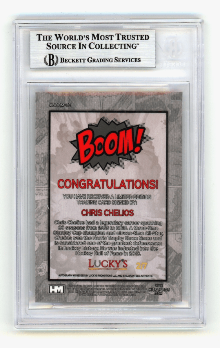 Chris Chelios 2024 Hits Memorabilia BOOM Red /7 Signed BGS BAS Auto Detroit