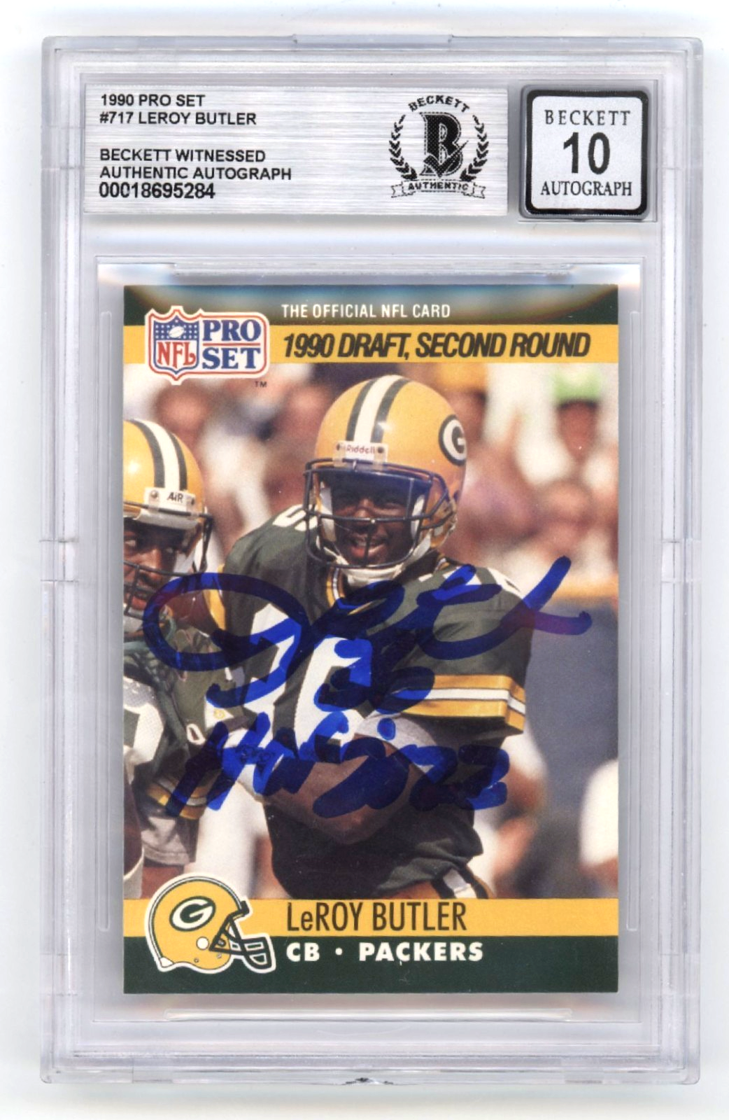 LeRoy Butler 1990 Pro Set #717 Signed Rookie RC w/ HOF 2022 Beckett BGS 10 Auto