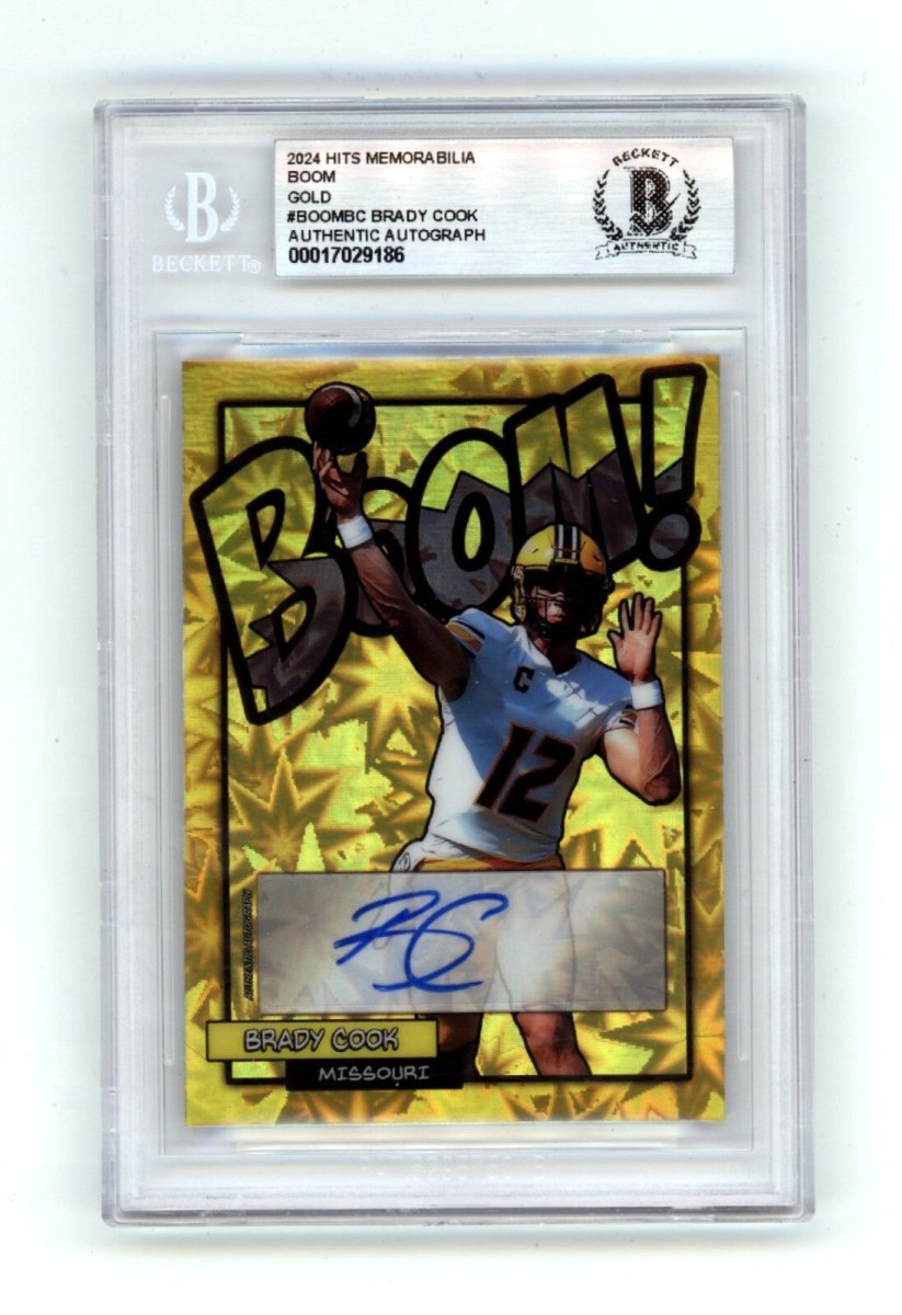 Brady Cook 2024 Hits Memorabilia BOOM Gold #/10 Signed BGS BAS Auto Missouri